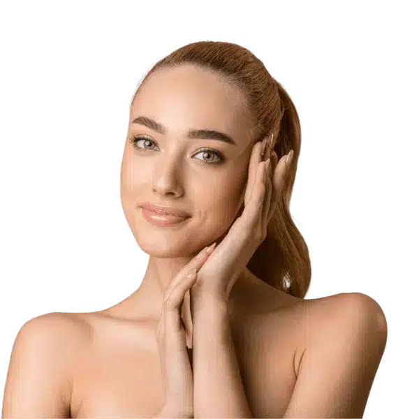 femme avec main sur le côté du visage